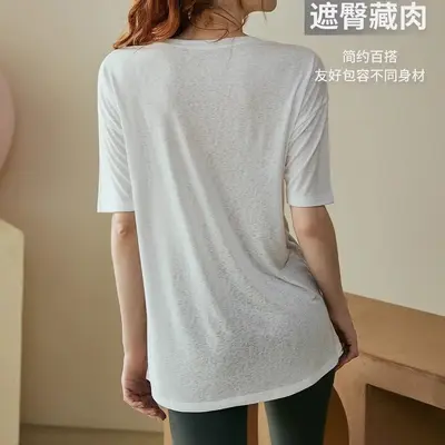 瑜伽服女夏短袖普拉提专业训练健身上衣罩衫宽松跑步专业运动T恤