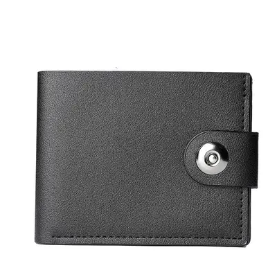 Men's Short Button Wallet with Multiple Card Slots, Horizontal - 6