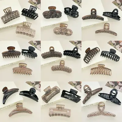 Trendy electroplated navy spring color hair clip large pearl claw clip for bun two yuan supermarket hair accessories