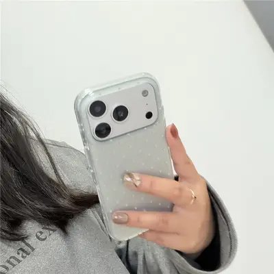 Double Layer Phone Case for iPhone 17 Pro Max, Small Polka Dot