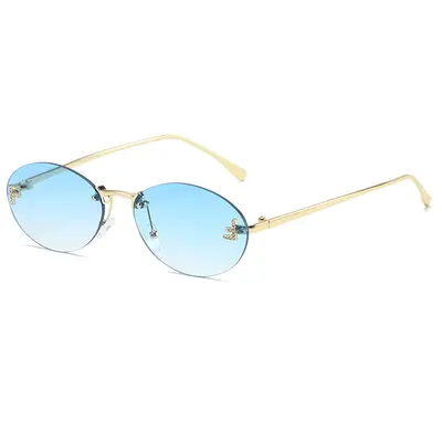 Oval Rhinestone Frameless Sunglasses for Women and Men - 9