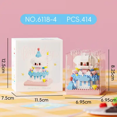 Lego Uyumlu Maskot Pasta Kutusu Yapı Blokları Seti, Çocuk Eğitici Oyuncak - 10