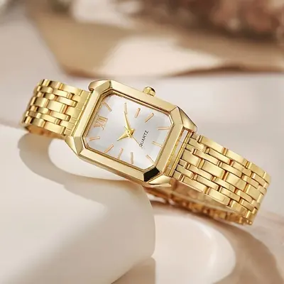 5-Piece Square Dial Women's Quartz Watch Set with Necklace - 4