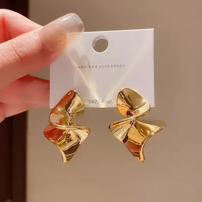 Heart design spiral geometry earrings creative style - 7