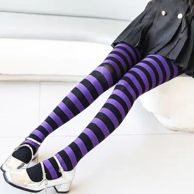 Women's Retro Striped Tights, High Elasticity, Breathable, Sweat-Absorbing - 10