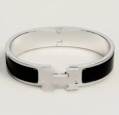 H letter pure silver bracelet, gold plated, couple style - 6
