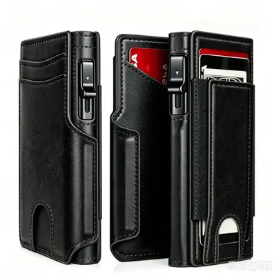 RFID-Blocking Men's Wallet, Multi-Card Slots, Automatic Pop-Up PU - 9