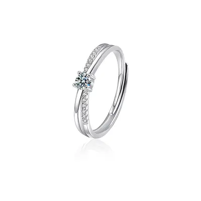 Mozanite 925 sterling silver couple rings, heart design - 11