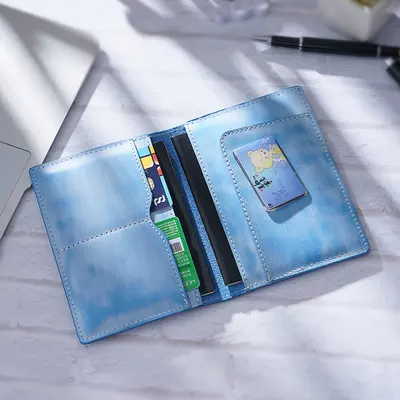 Original First Layer Cowhide Retro Handmade Passport Holder Document Holder Boarding Card Document Storage Passport Book Protective Cover