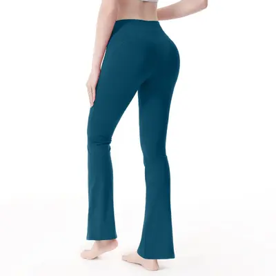 Leopard Print Micro Flare Yoga Pants, Slim Fit - 10