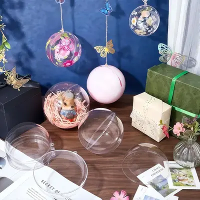 Amazon Cross-Border Acrylic PS Transparent Round Ball with Hanging Hole, Christmas Ball, Wedding Party DIY Plastic Decorative Ball