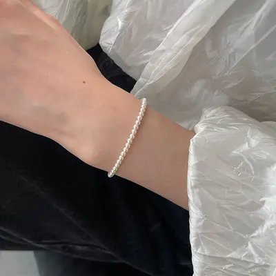 S925 Gümüş Bilezik, İnci, Minimalist Tasarım