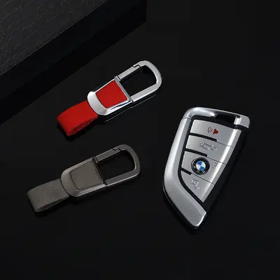 Frosted Cowhide Car Keychain for Men, Genuine Leather, Anti-Lost