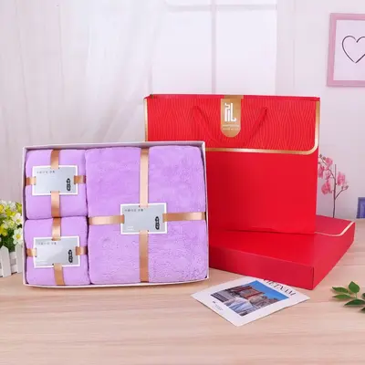 Korallenvlies-Handtuch-Set dreiteilig Geschenkbox - 12