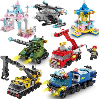 Lego-kompatibles Militär-Bagger- und Feuerwehr-Bausteinset - 6