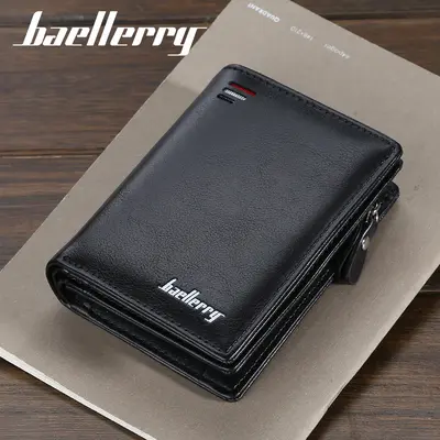Baellerry Men's Short Zip Wallet with Multi-Card Slots and Mini Coin Pocket