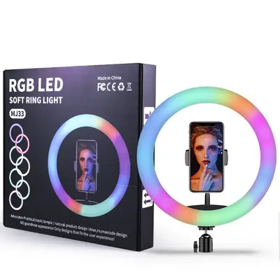 MJ26 canlı yayın dolgu ışığı fotoğraf ve video çekimi için 10 inç/8 inç/18 inç iç mekan fotoğraf ve video RGB halka ışık.
