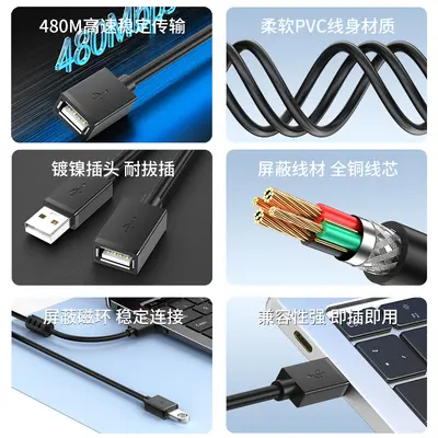 USB 2.0 uzatma kablosu, erkek-dişi, veri aktarımı için