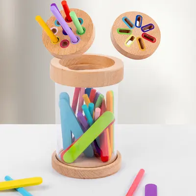 Wooden Montessori rod for children's sensory education, learning color classification, sensory educational toy, travel game stick.