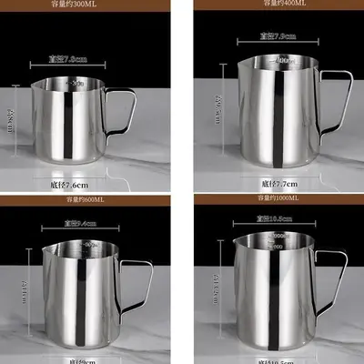 Kalınlaştırılmış Paslanmaz Çelik Latte Art Süt Potası, Ölçekli - 10