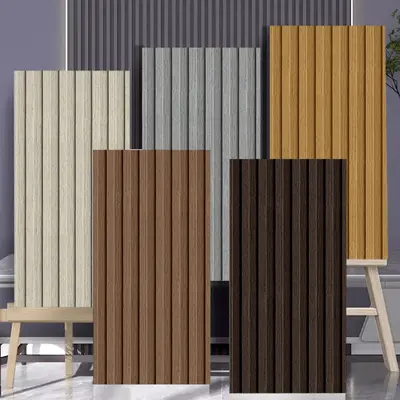 Self-Adhesive Wall Sticker with Wood Grain Grille Design, Moisture-Proof for Bedroom and L