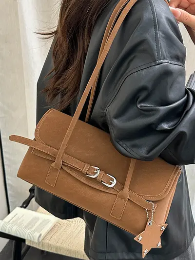 Women's Single Shoulder Bag, Large Capacity, Minimalist Underarm Commuter Bag - 2