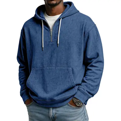 Men's Hooded Half-Zip Sweatshirt, Digital Print, Autumn 2025 - 8