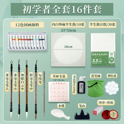 Chinesisches Malerei-Pigmentset, 12 Farben, Anfängerset mit Werkzeugen - 8