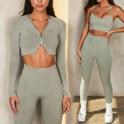 2023 sonbahar kış yeni model dikişsiz yoga takımı, uzun kollu, 5 parça - 2