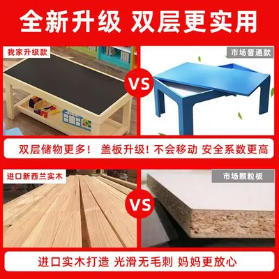 实木积木桌子儿童多功能玩具桌宝宝益智拼装游戏桌带太空沙盘桌子