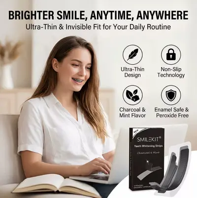 Bamboo Charcoal Teeth Whitening Strips, Gentle Formula - 2