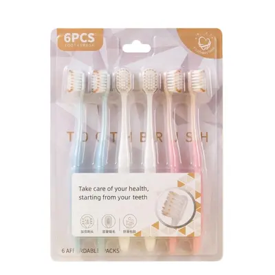 6-Pack Soft Bristle Adult Toothbrushes, Wide Head - 5