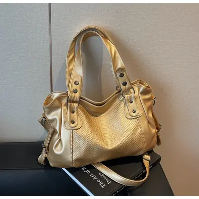 Women's Retro Tote Bag Large Capacity Commuter Single Shoulder - 9