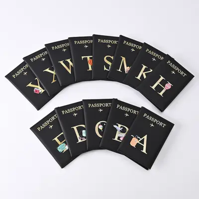 现货批发字母设计皮革护照套pu皮质护照夹passport护照包
