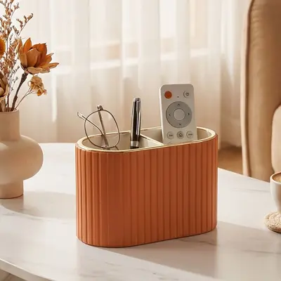 Light Luxury Oval Pen Holder and Desktop Storage Box for Office - 7