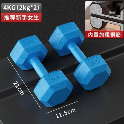 Hexagonal dumbbell set, rubber coated, pair, men and women - 7