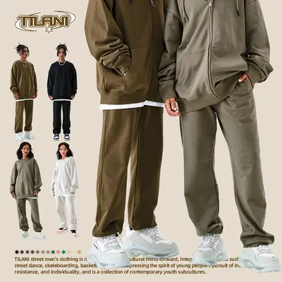 Men's Sweatpants, 400G Terry Cotton, Solid Color, Loose Fit, Tapered Leg - 3