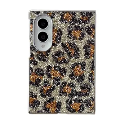 Samsung Galaxy Z Fold8/7/6 ve Z Flip8/7/6/5 için leopar desenli katlanabilir kılıf