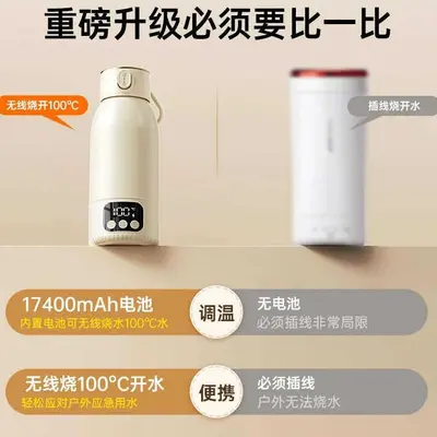 Portable Wireless Heating Baby Bottle Water Warmer Cup, 100℃