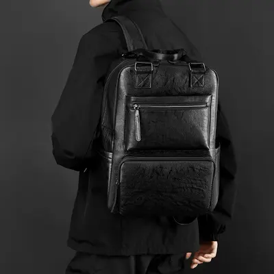 Herren-Leder-Rucksack, Laptoptasche, Business
