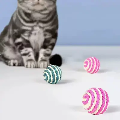 Sisal Cat Toy Ball, Interactive Cat Teaser and Scratching Ball - 2