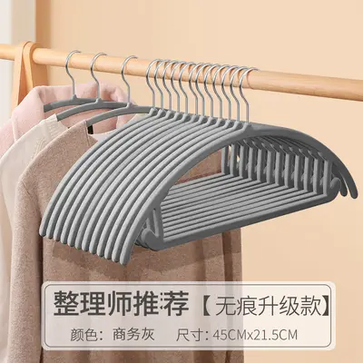 植绒衣架家用防滑无痕晾晒收纳衣挂加厚服装店整理师防鼓包衣服撑 - 12