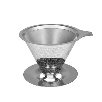 316 Stainless Steel Double-Layer Coffee Filter, 304 Drip Filter Cone