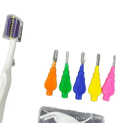Ortodontik 9 parçalı set diş fırçası diş ipi diş mumu bakım seti