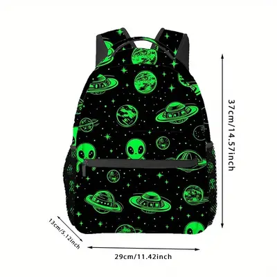 Glow-in-the-Dark Alien Planet Pattern Student Backpack for Boys - 3