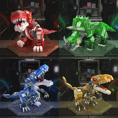 Lego Uyumlu Dinozor ve Böcek Yapı Blokları Seti, Parlayan Karanlıkta Çocuk Oyuncağı - 3
