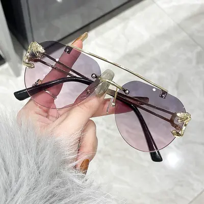 Men's Frameless Metal Sunglasses, UV Protection - 8