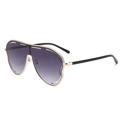 Wide-Frame Women's Party Sunglasses with One-Piece Lenses - 7