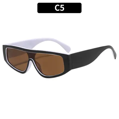 Square Sunglasses, Color-Block Design, Trendy Street Style - 10