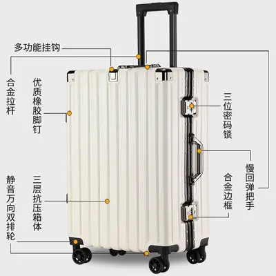 Aluminum Frame Leather Suitcase with Universal Wheels, Carry-On Size - 3